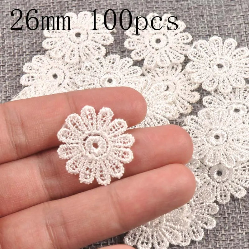 Flower White Lace Applique Mesh Trim