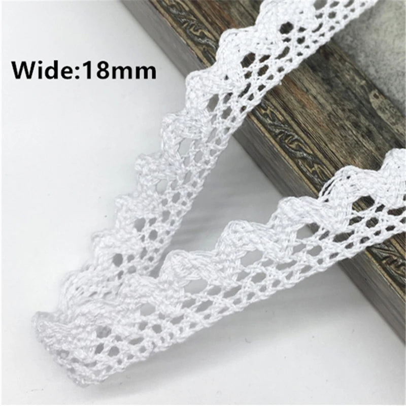 White Cotton Lace Ribbon  White Trim Cotton Crocheted Lace Fabric Ribbon