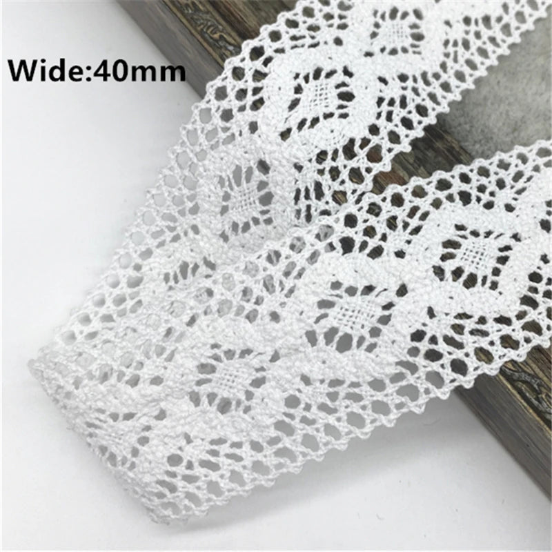 White Cotton Lace Ribbon  White Trim Cotton Crocheted Lace Fabric Ribbon