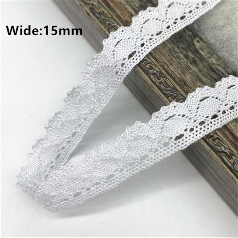 White Cotton Lace Ribbon  White Trim Cotton Crocheted Lace Fabric Ribbon