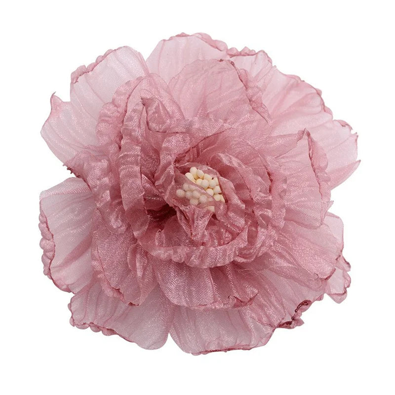 10cm Pleated Organza Chiffon Fabric Flower Patch Handmade Fabric rolled edge flower