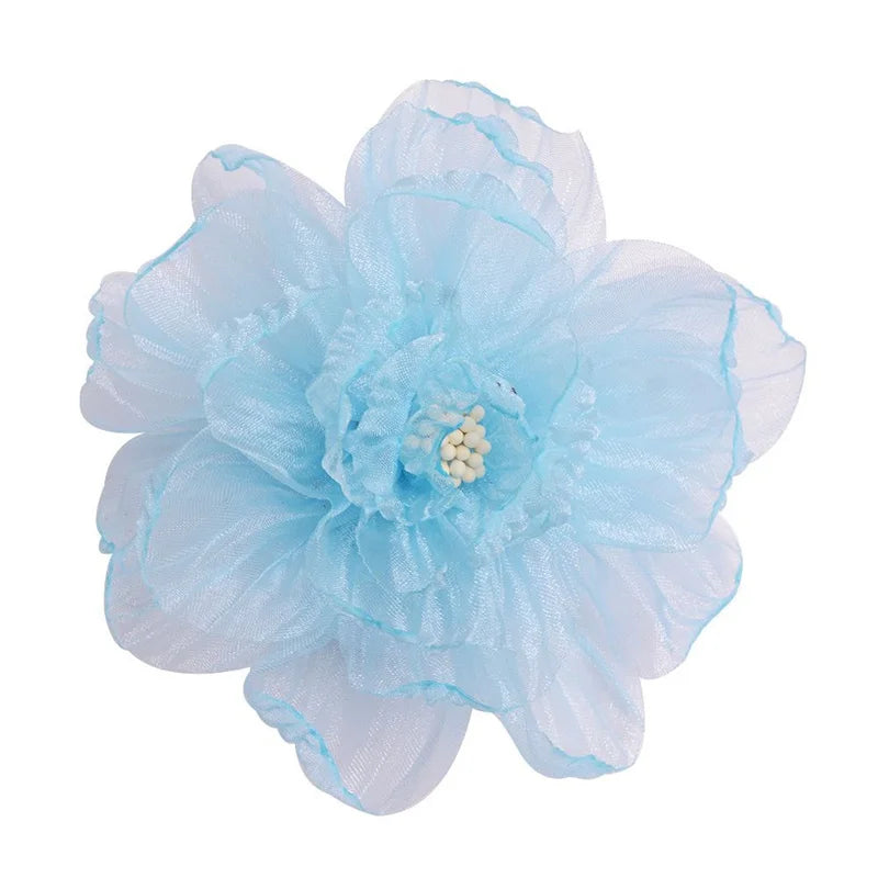 10cm Pleated Organza Chiffon Fabric Flower Patch Handmade Fabric rolled edge flower