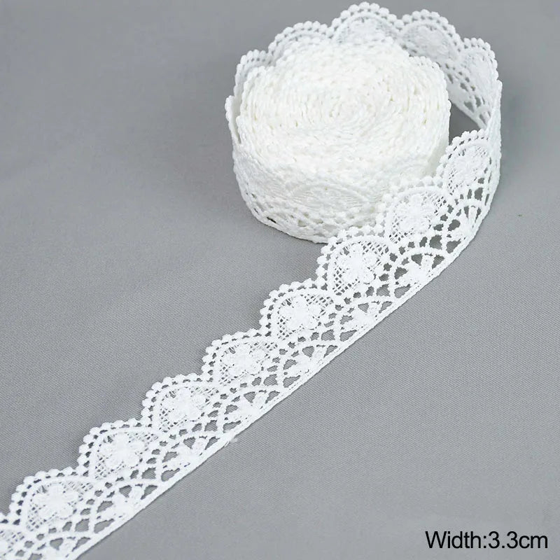 White Lace Milk Silk Water Soluble Embroidery Lace Ribbon Trim Fabric