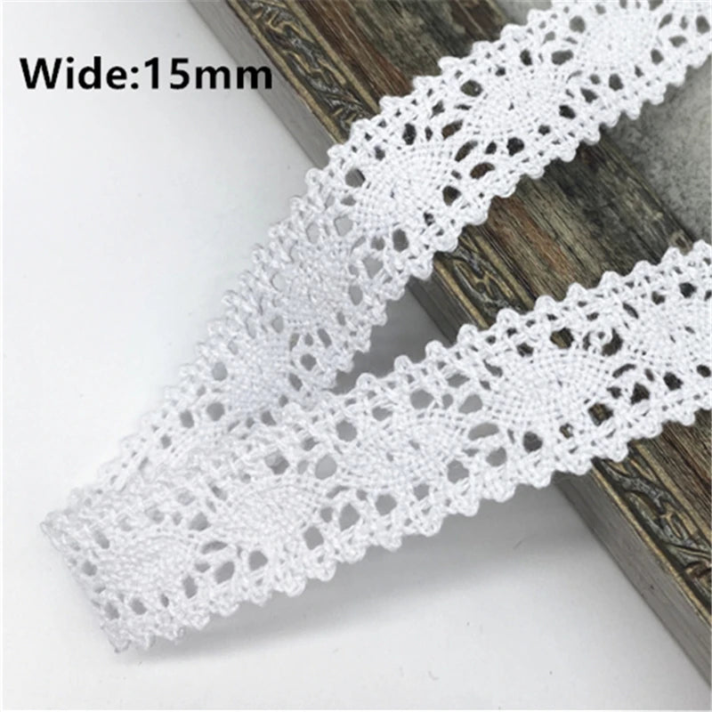 White Cotton Lace Ribbon  White Trim Cotton Crocheted Lace Fabric Ribbon