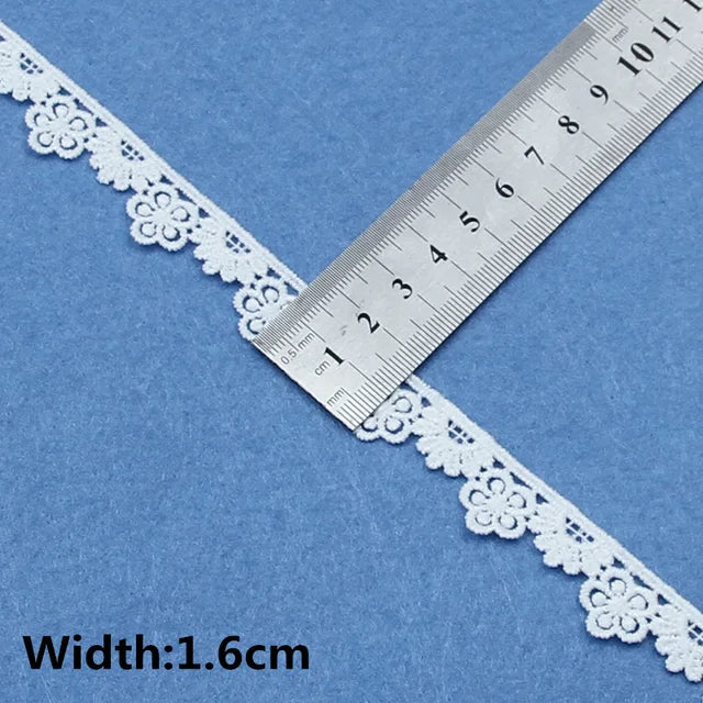 White Cotton Embroidered Lace Trim Ribbons Fabric