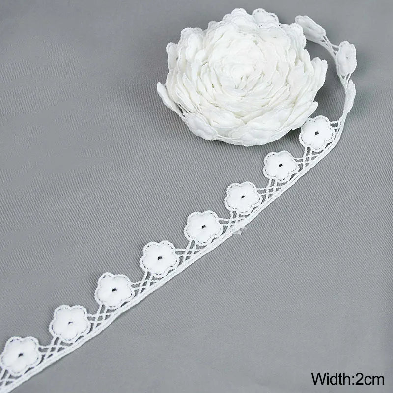 White Lace Milk Silk Water Soluble Embroidery Lace Ribbon Trim Fabric