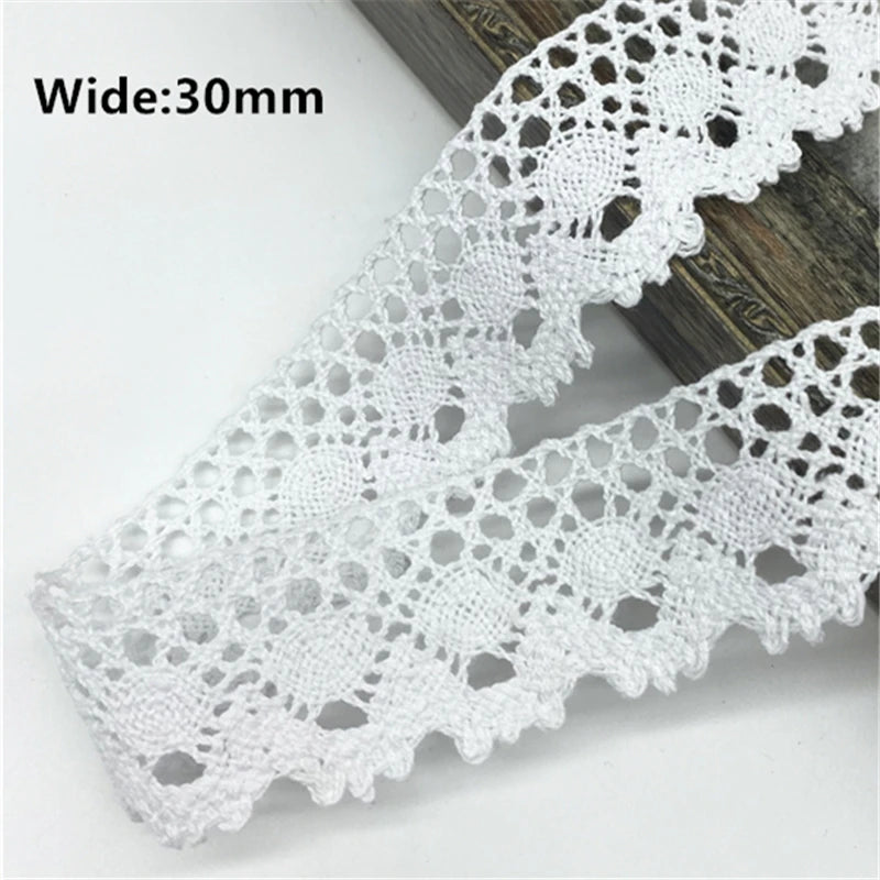 White Cotton Lace Ribbon  White Trim Cotton Crocheted Lace Fabric Ribbon