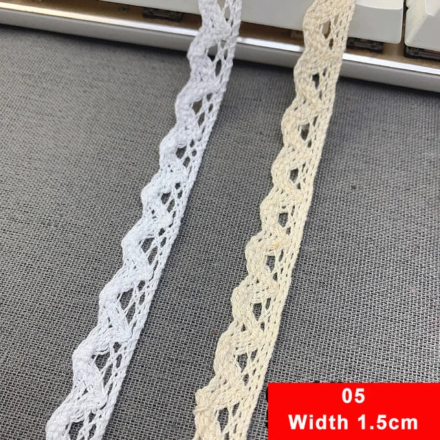 2/5M Cotton Lace Trim Vintage Lace Ribbon Crochet Cotton Lace Scalloped Edge