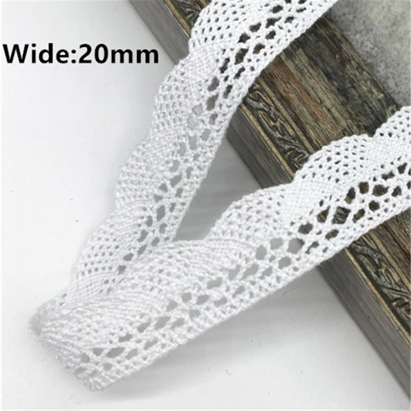 White Cotton Lace Ribbon  White Trim Cotton Crocheted Lace Fabric Ribbon