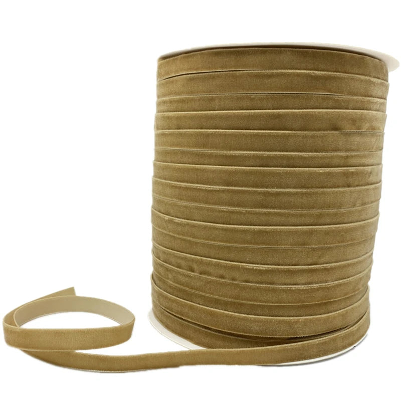 3/8 "10mm Khaki Glitter Velvet Ribbon