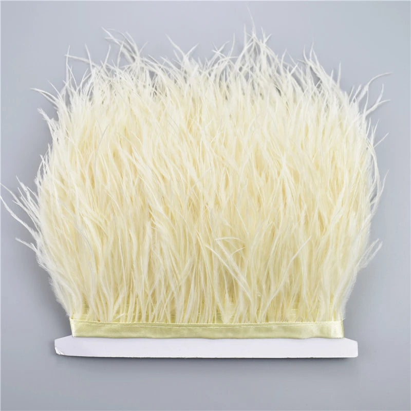 8-10cm Ostrich Feather Trims Natural Feathers Ribbon Fringe