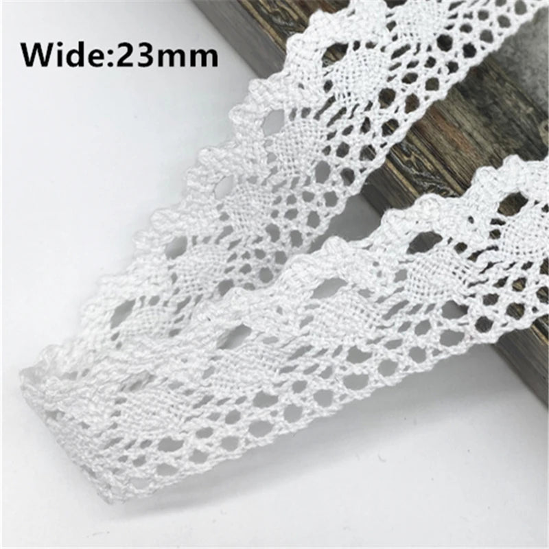 White Cotton Lace Ribbon  White Trim Cotton Crocheted Lace Fabric Ribbon