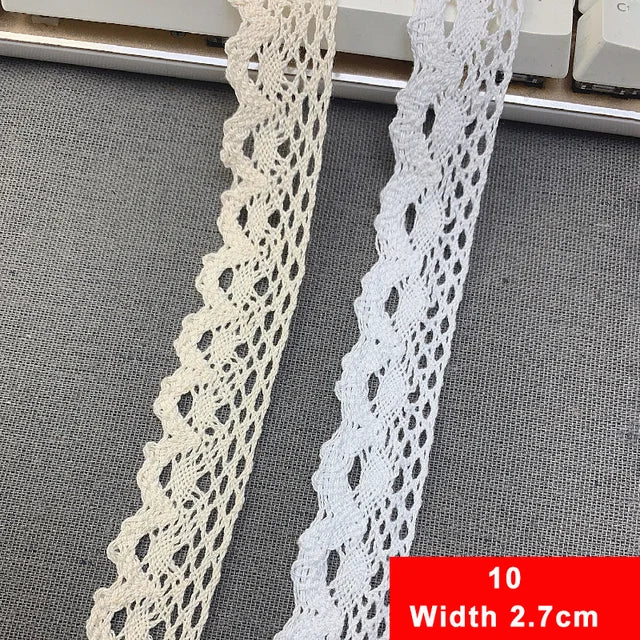 2/5M Cotton Lace Trim Vintage Lace Ribbon Crochet Cotton Lace Scalloped Edge