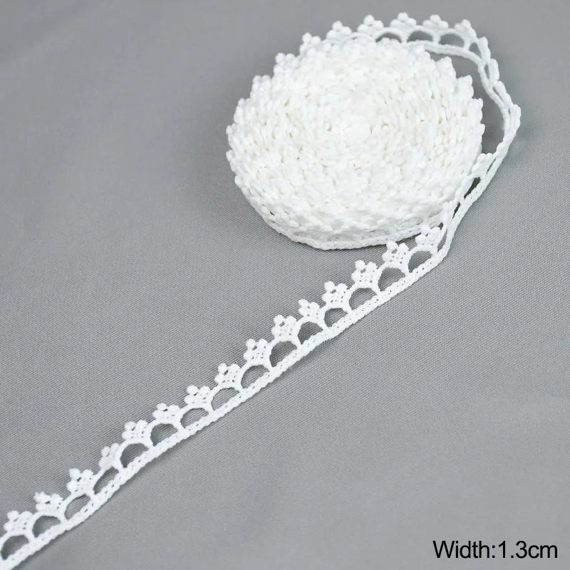 White Lace Milk Silk Water Soluble Embroidery Lace Ribbon Trim Fabric