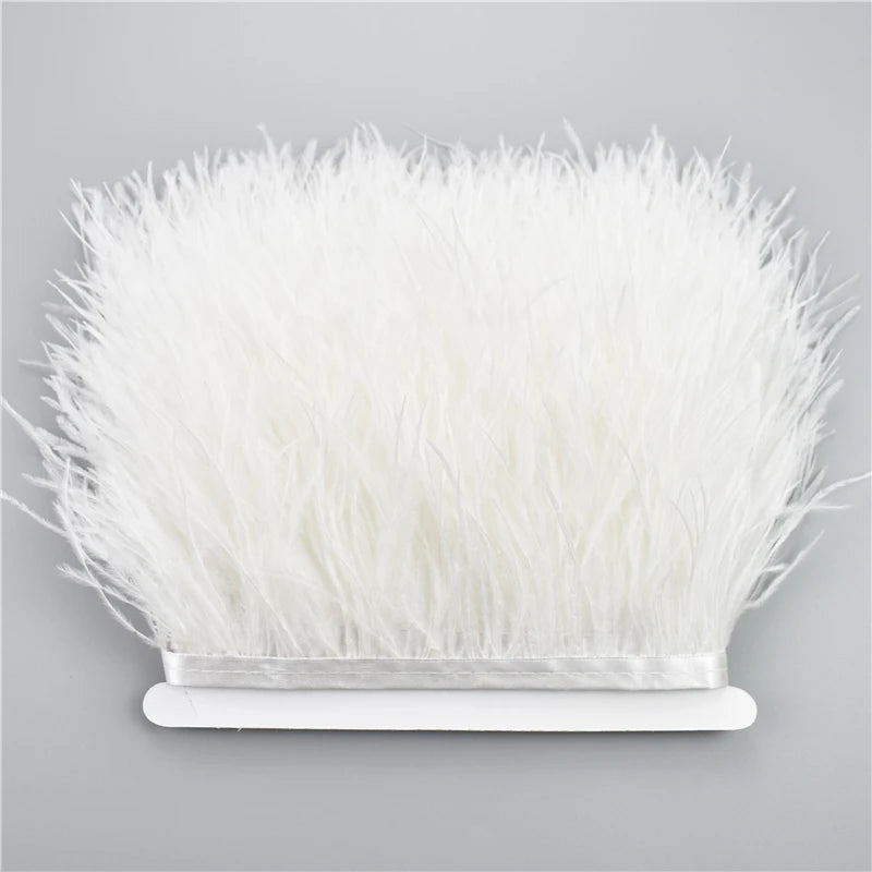 8-10cm Ostrich Feather Trims Natural Feathers Ribbon Fringe