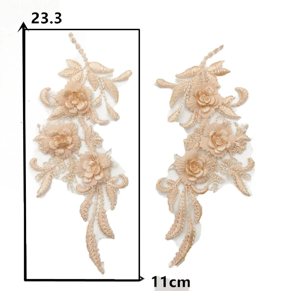 Black and white 3D three-dimensional flower embroidery lace garment applique