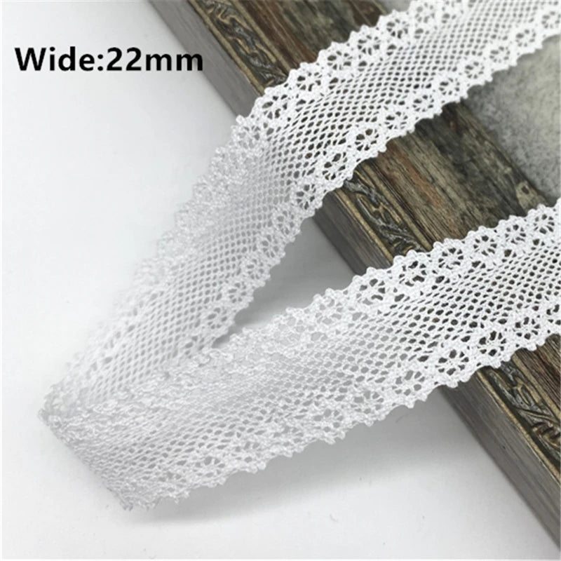 White Cotton Lace Ribbon  White Trim Cotton Crocheted Lace Fabric Ribbon