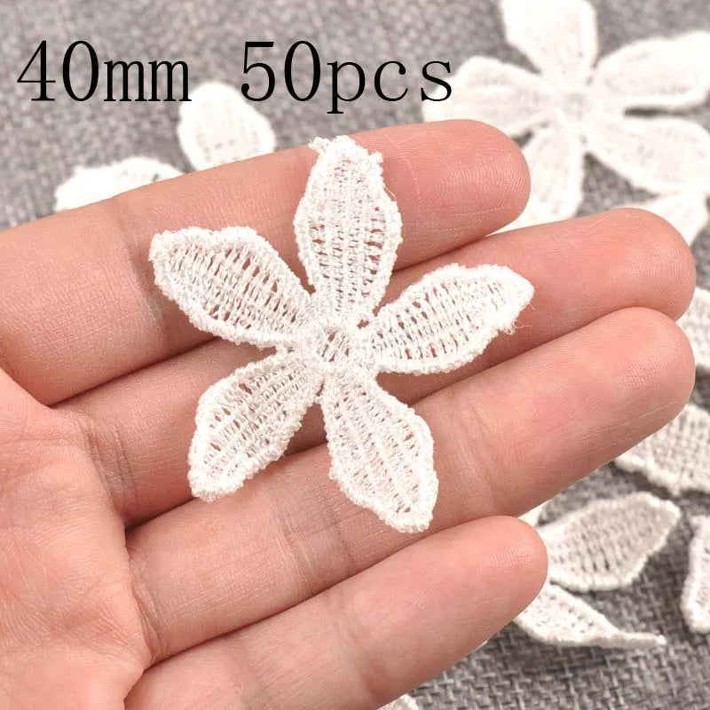 Flower White Lace Applique Mesh Trim