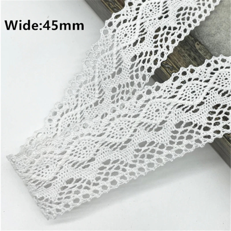 White Cotton Lace Ribbon  White Trim Cotton Crocheted Lace Fabric Ribbon