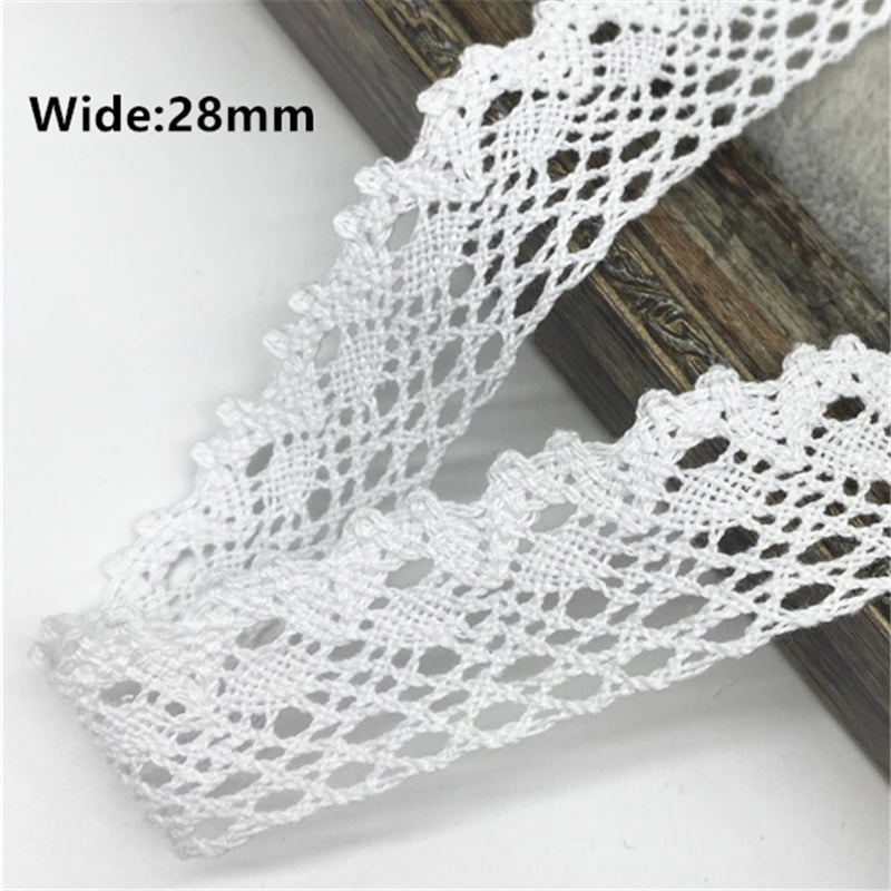 White Cotton Lace Ribbon  White Trim Cotton Crocheted Lace Fabric Ribbon