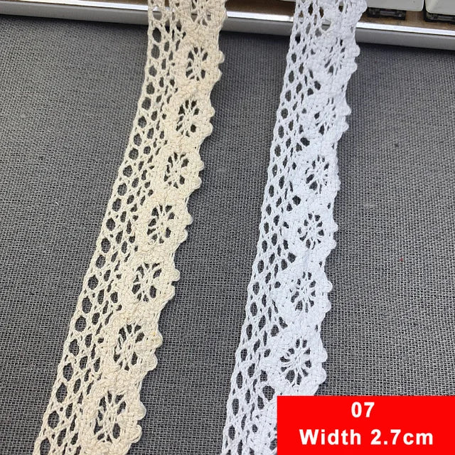 2/5M Cotton Lace Trim Vintage Lace Ribbon Crochet Cotton Lace Scalloped Edge