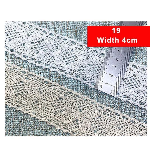 2/5M Cotton Lace Trim Vintage Lace Ribbon Crochet Cotton Lace Scalloped Edge