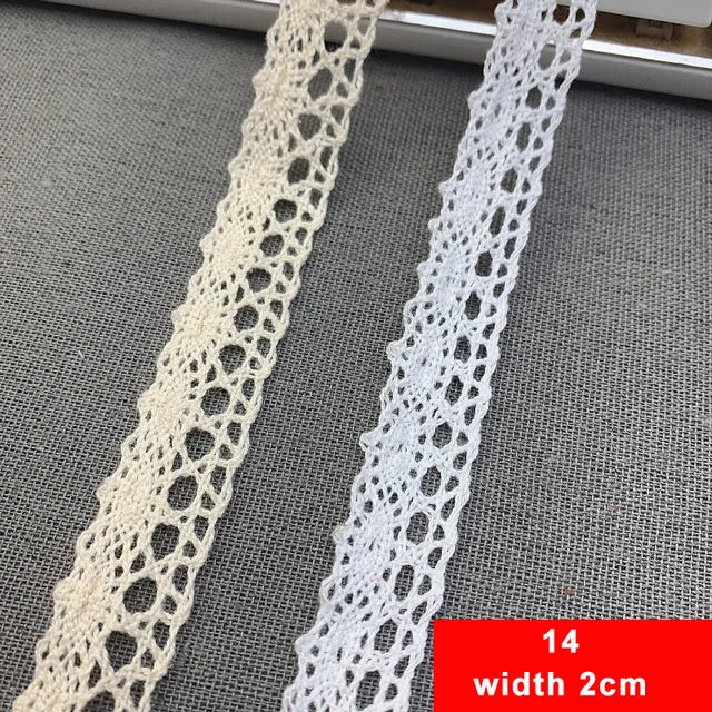 2/5M Cotton Lace Trim Vintage Lace Ribbon Crochet Cotton Lace Scalloped Edge