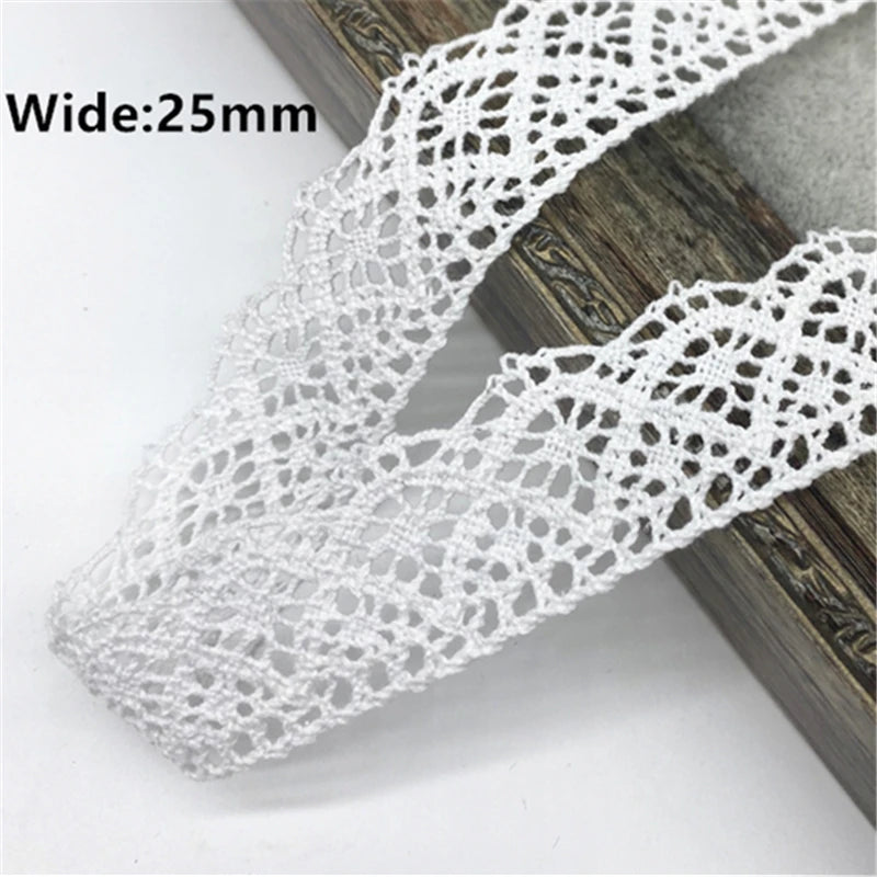 White Cotton Lace Ribbon  White Trim Cotton Crocheted Lace Fabric Ribbon