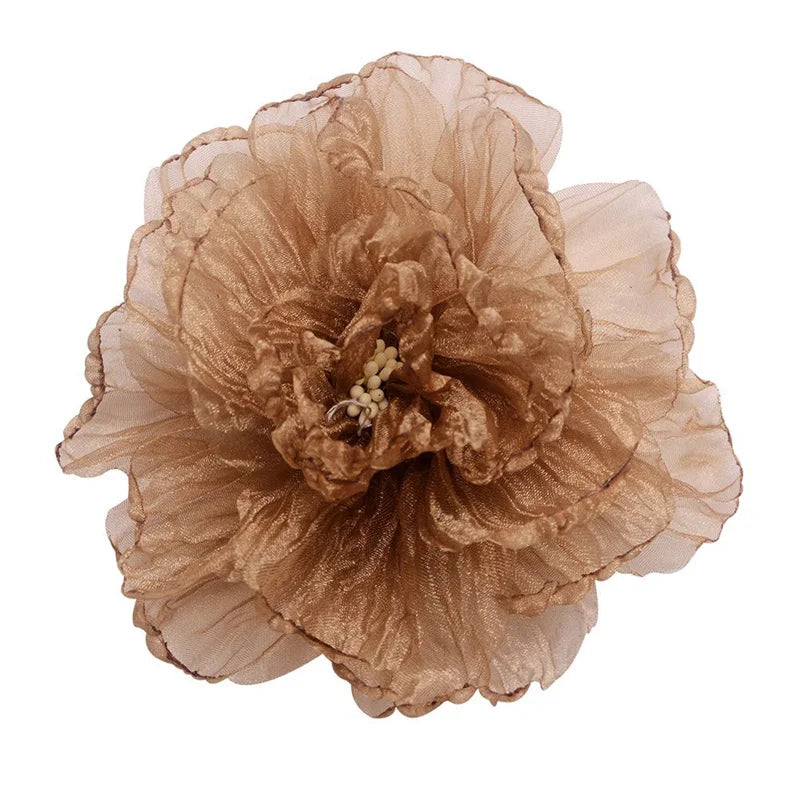 10cm Pleated Organza Chiffon Fabric Flower Patch Handmade Fabric rolled edge flower