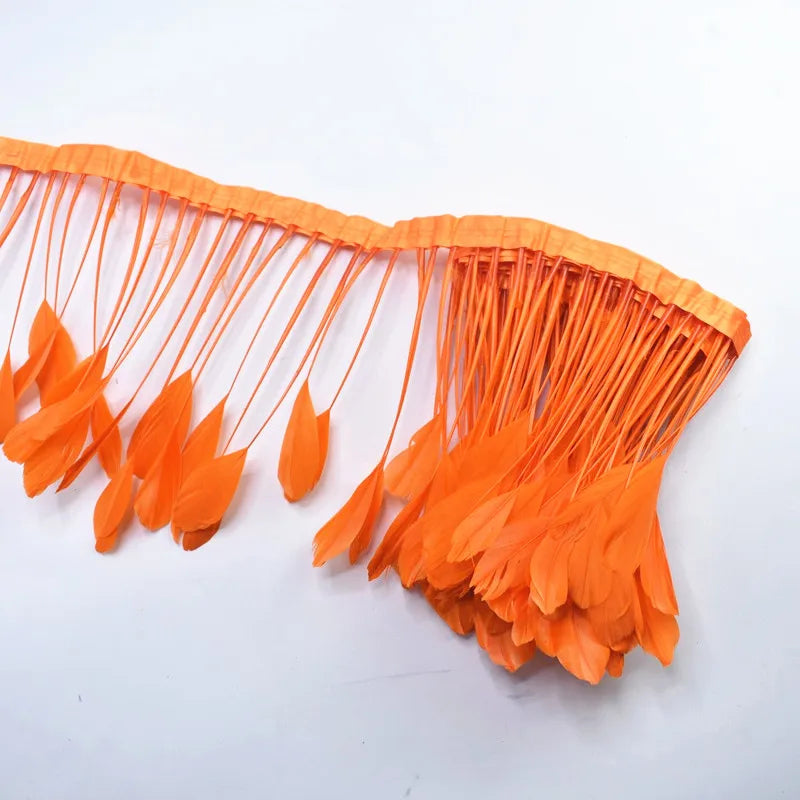 Colorful Stripped Goose Feathers Fringe Trim Geese Feather Ribbon Fringes