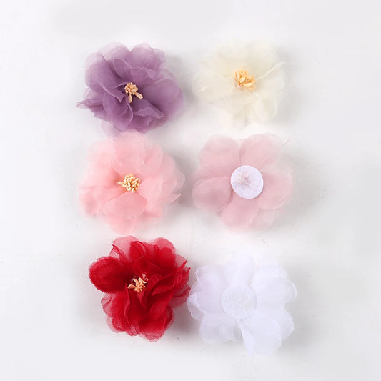 3D Chiffon Flower Handmade Lace Patches Applique