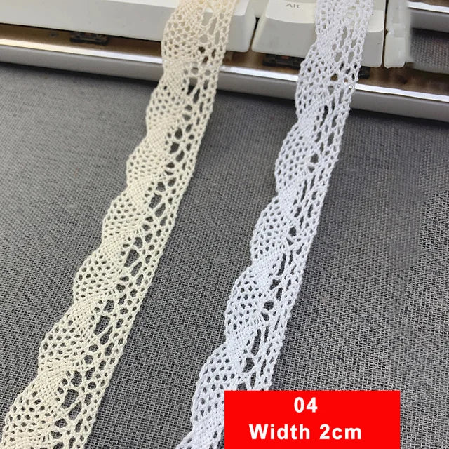 2/5M Cotton Lace Trim Vintage Lace Ribbon Crochet Cotton Lace Scalloped Edge