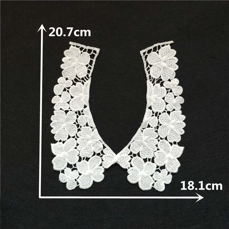 White Lace Fabric Collar Embroidery Applique