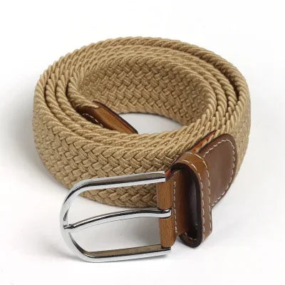 Elastic Waist Belt Black Canvas Braided Woven Leather Belt Wide Hot Metal Stretch Belt