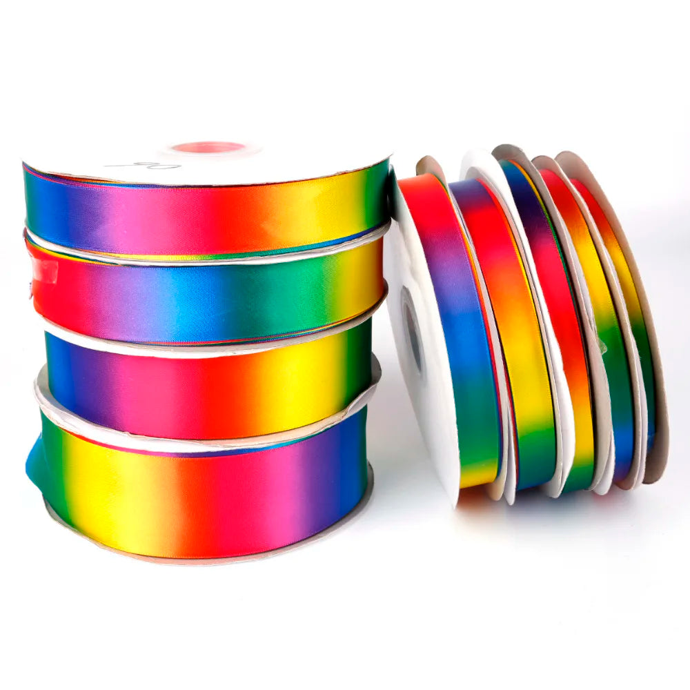 6 10 12 15 20 25 30 40 50mm Rainbow Color Satin Ribbon