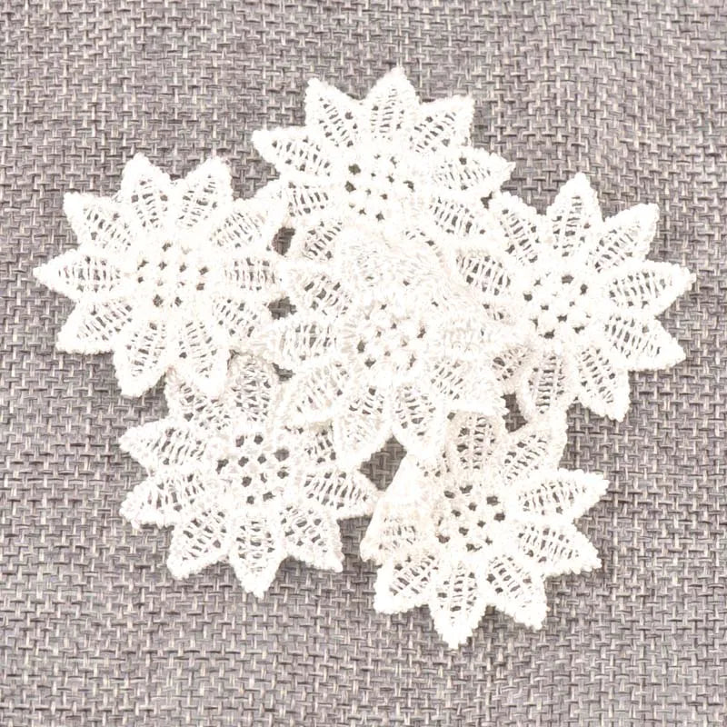 Flower White Lace Applique Mesh Trim