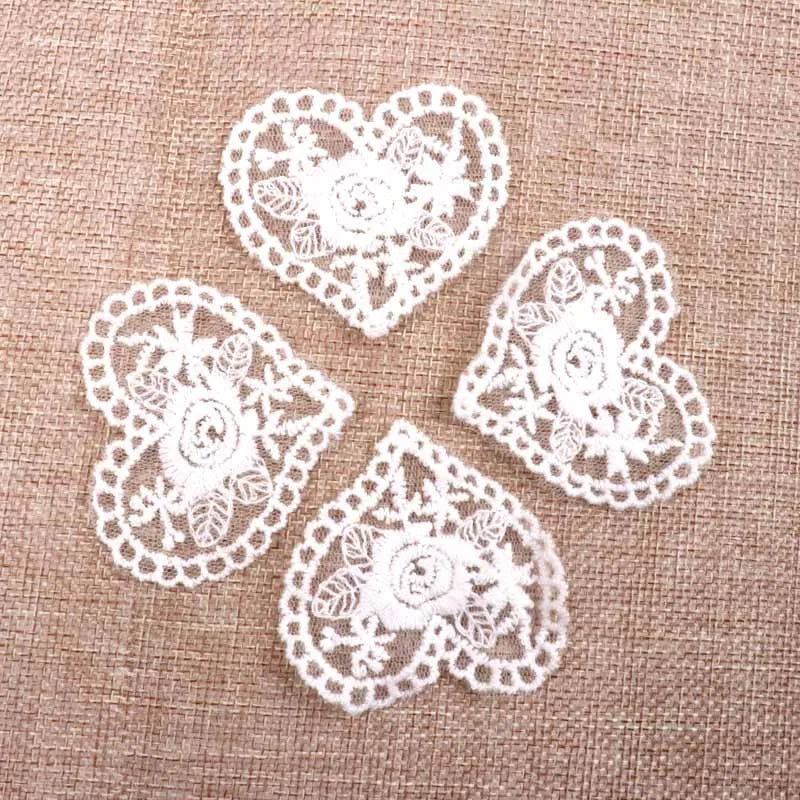 Beautiful White Venice Lace Applique heart Sewing Trims