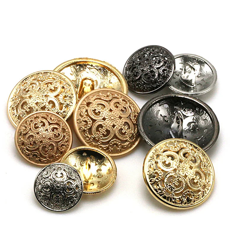 Round Vintage Metal Flower Pattern Buttons