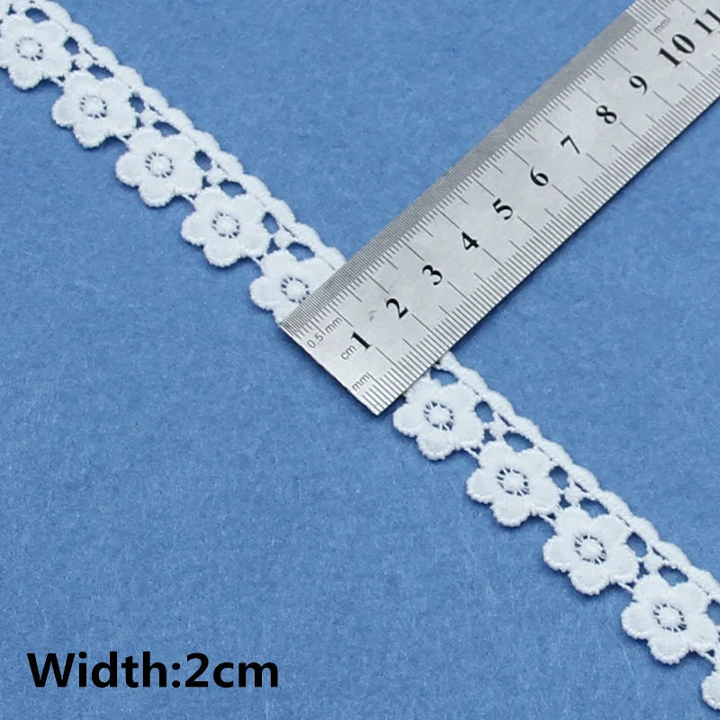 White Cotton Embroidered Lace Trim Ribbons Fabric