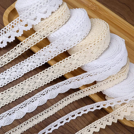 2/5M Cotton Lace Trim Vintage Lace Ribbon Crochet Cotton Lace Scalloped Edge