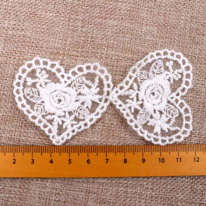 Beautiful White Venice Lace Applique heart Sewing Trims