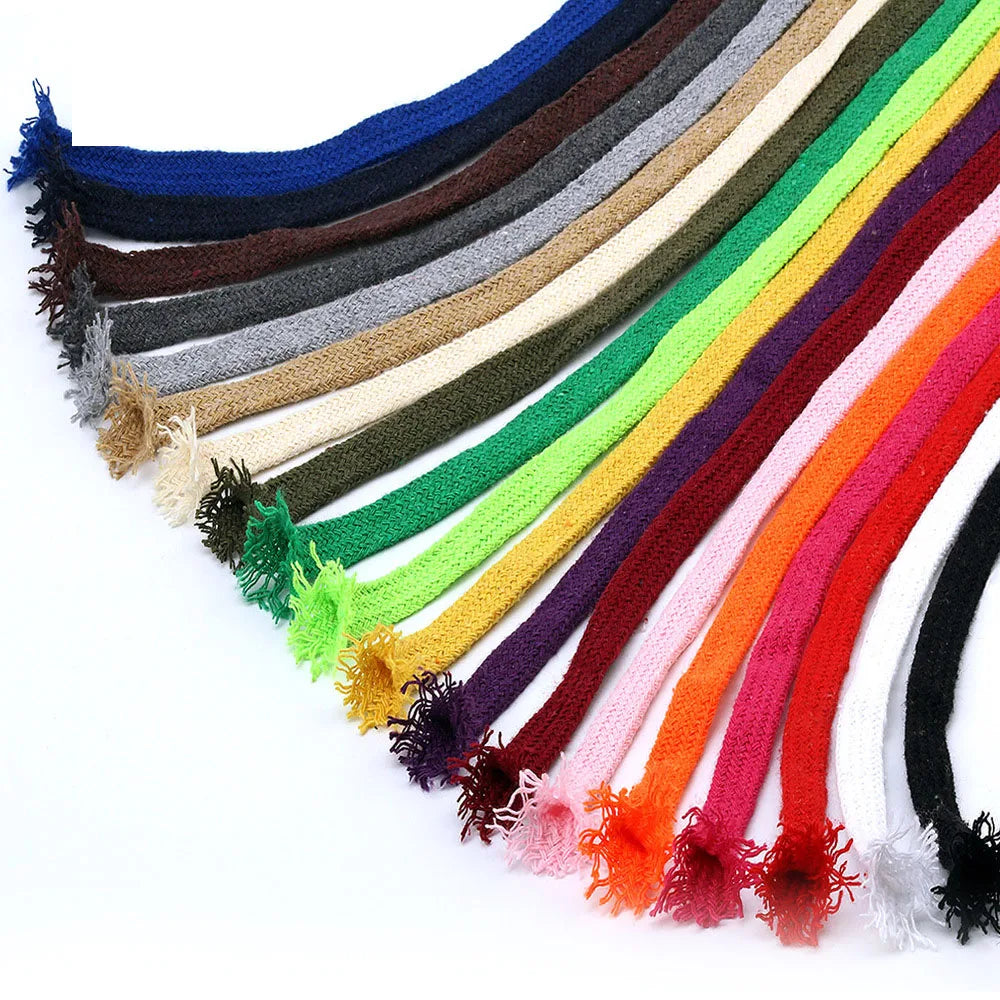 Cotton Rope 10mm Hollow Flat Twisted Cord Multicolor Woven String Waist Rope