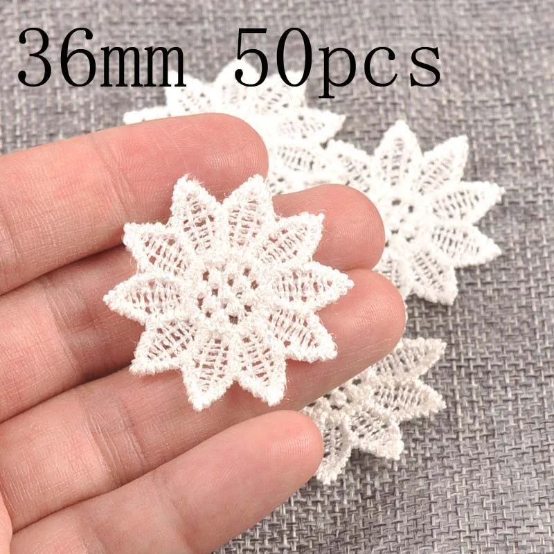 Flower White Lace Applique Mesh Trim