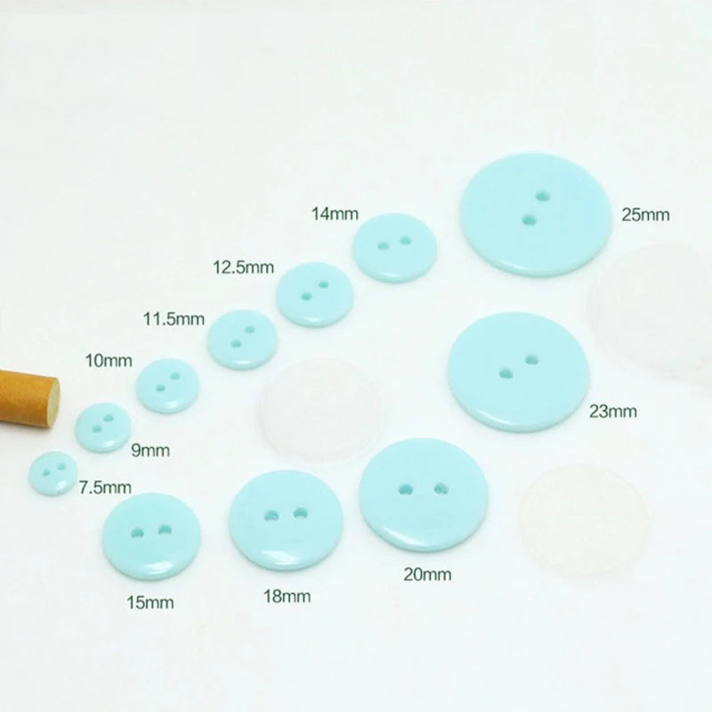 9-25MM High Quality Round Flatback 2 Holes Solid Color Resin Buttons