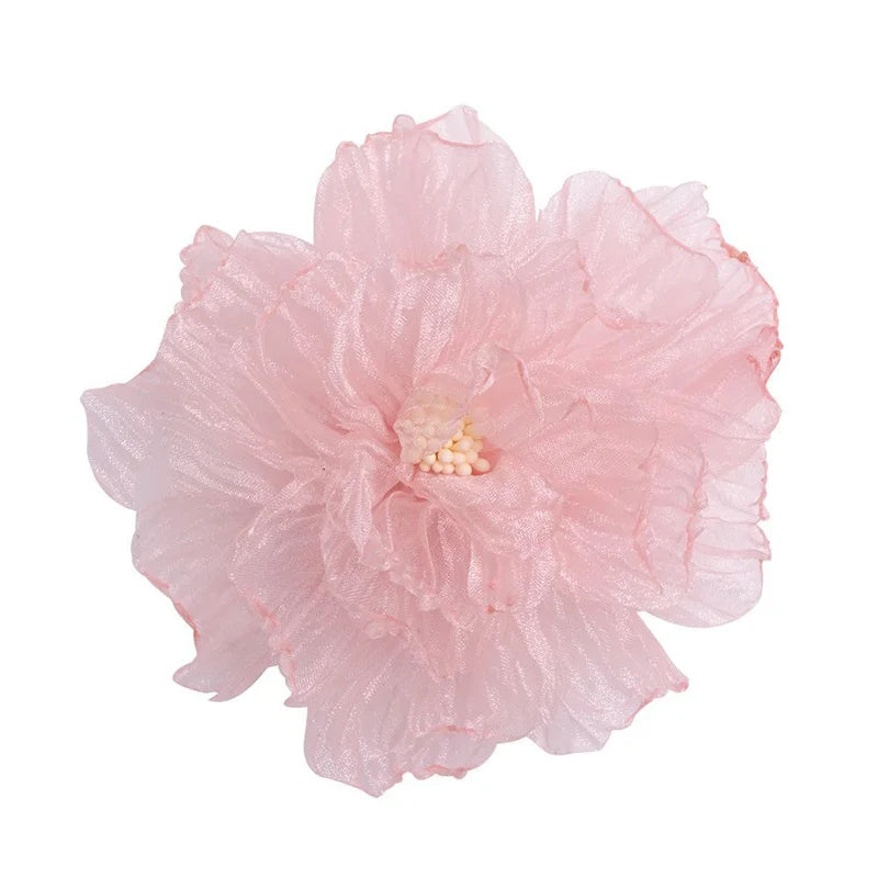 10cm Pleated Organza Chiffon Fabric Flower Patch Handmade Fabric rolled edge flower