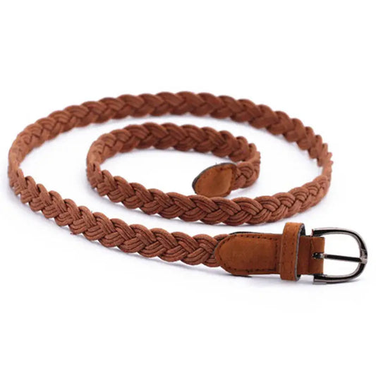 Brown White Weave Belt Hemp Rope Braid Belt