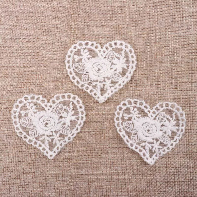 Beautiful White Venice Lace Applique heart Sewing Trims