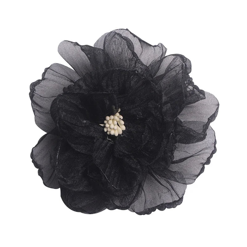 10cm Pleated Organza Chiffon Fabric Flower Patch Handmade Fabric rolled edge flower