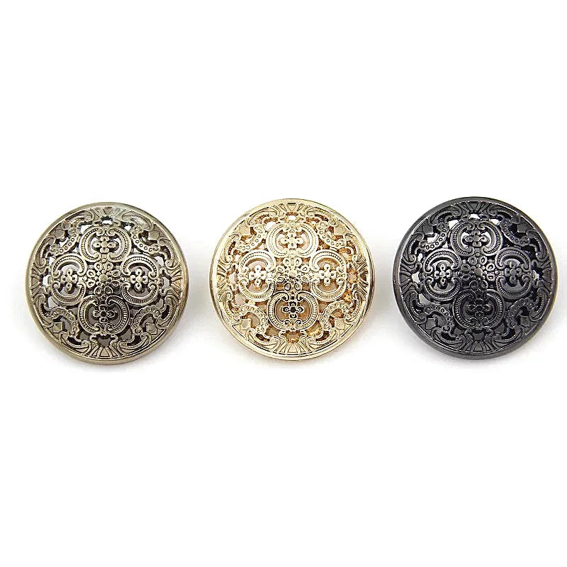 Round Vintage Metal Flower Pattern Buttons