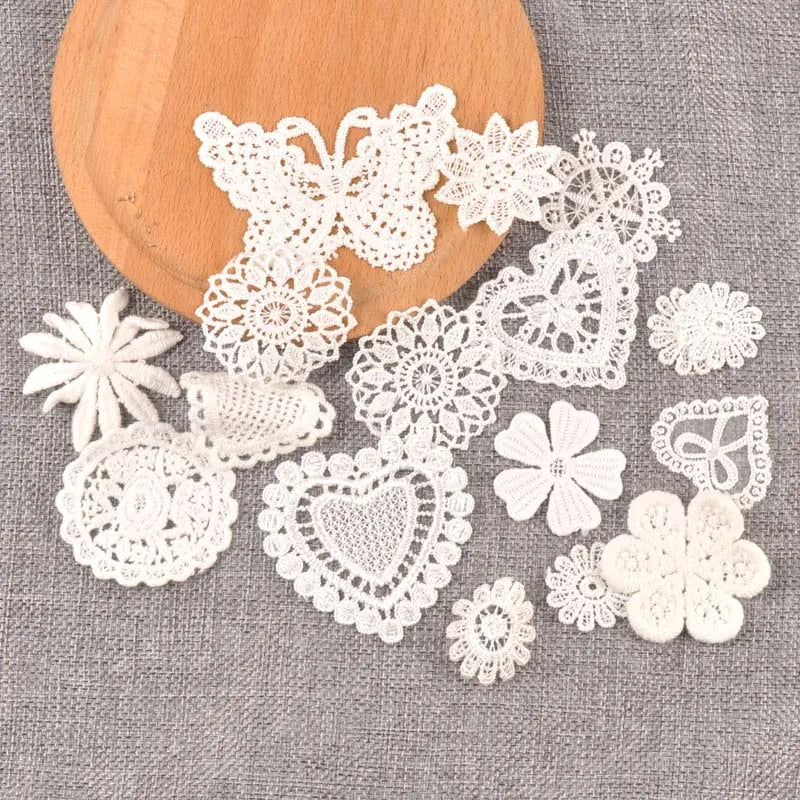 Flower White Lace Applique Mesh Trim